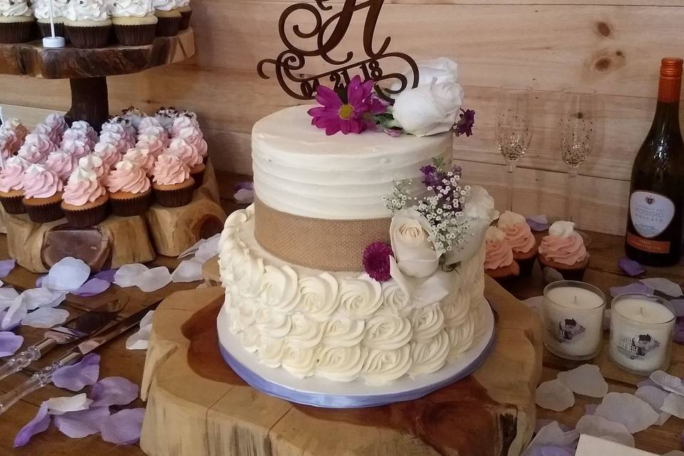 Two layered wedding cake