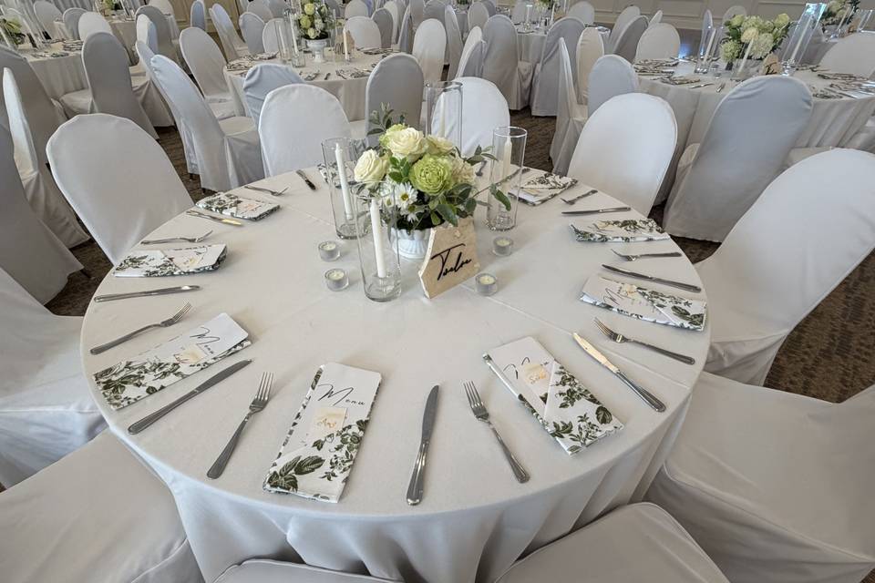 Table setup for reception