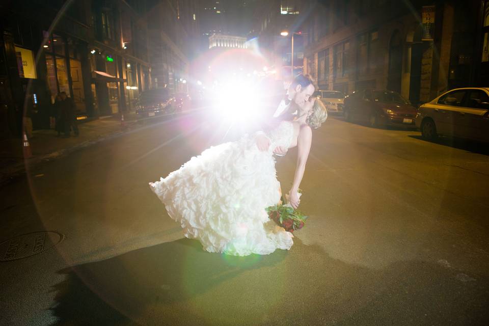 Bridal portrait at night