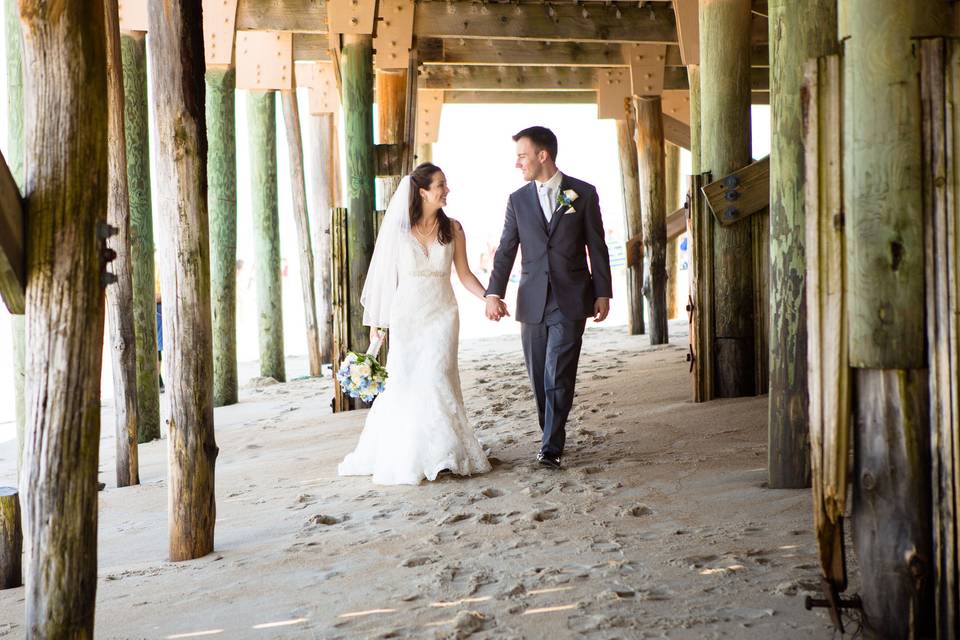 Bridal portrait under pier