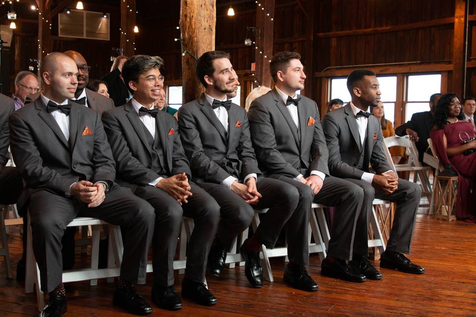 Groomsmen in ceremony