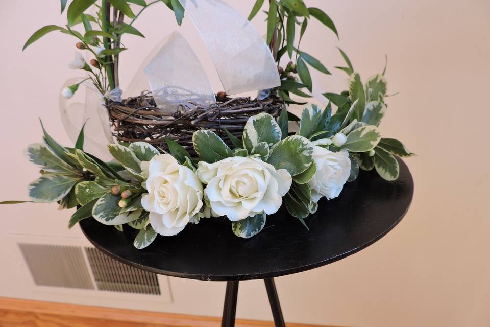Flower girl basket and floral wreath