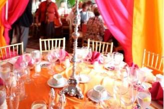Table setup with flower centerpiece