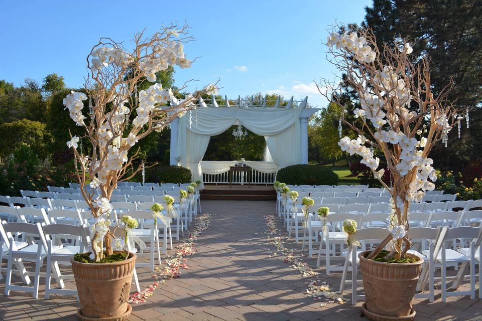 Outdoor wedding ceremony setting