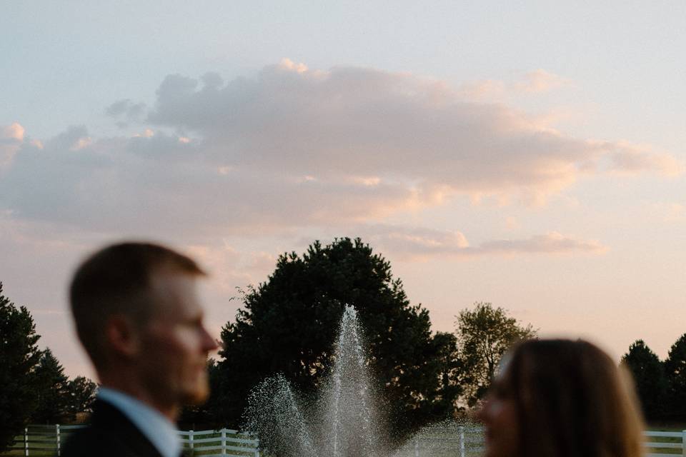 Fountain at sunset