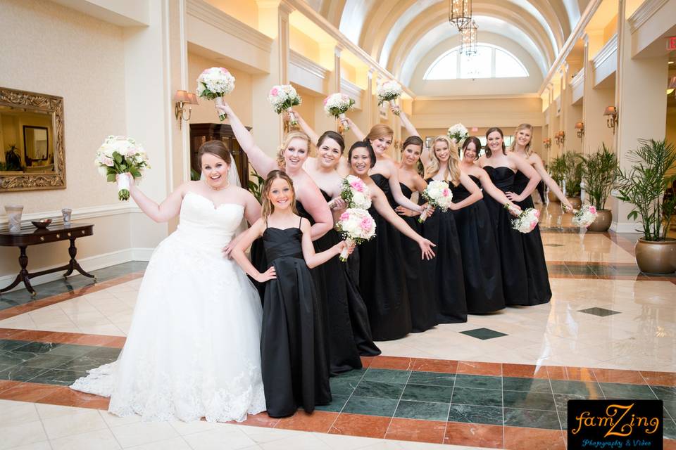 Bride with bridesmaids