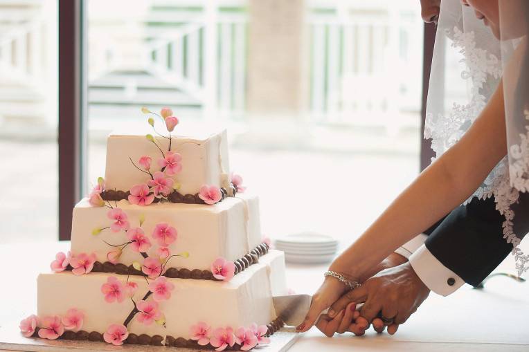 Cutting of wedding cake