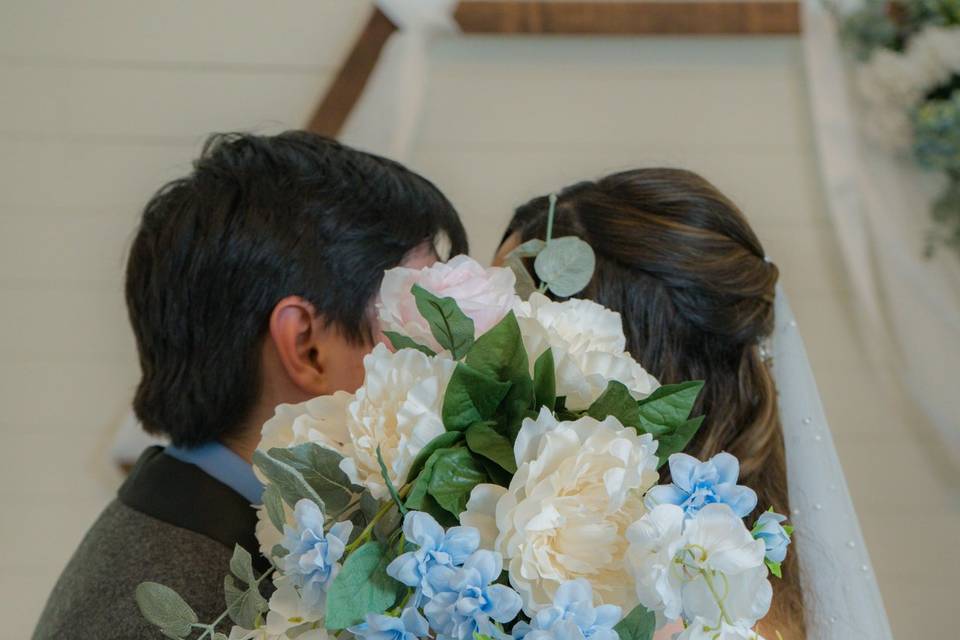 Behind Flowers