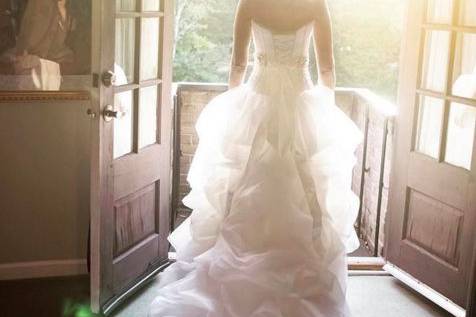 Bride on balcony