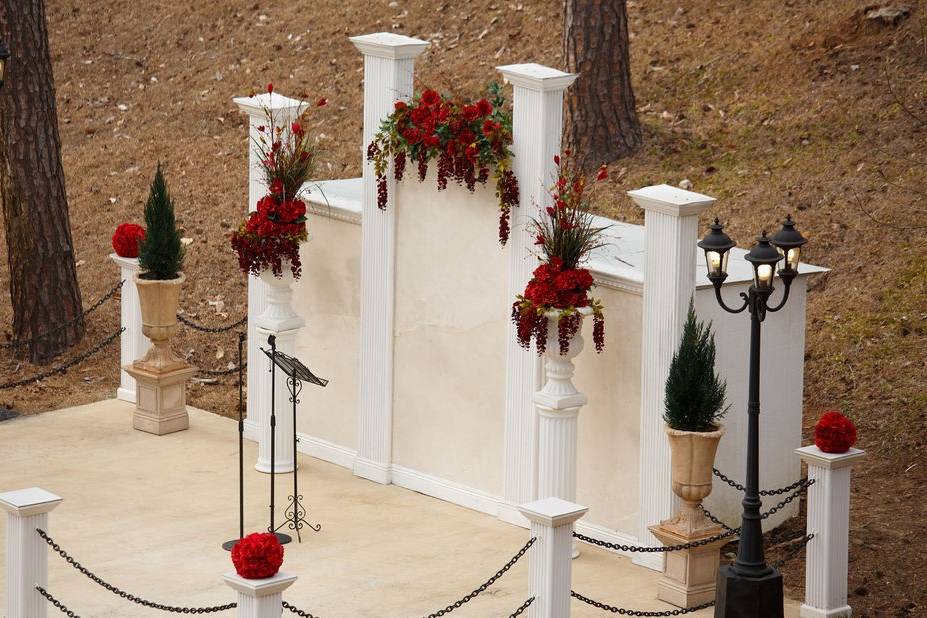 Ceremony Site Decorated in Red