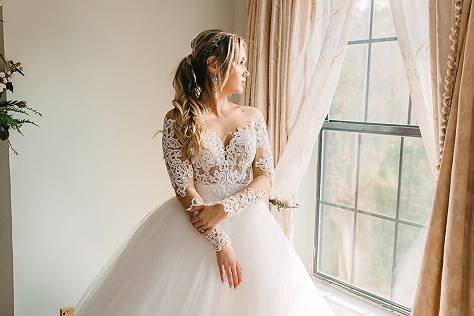 Bride looking at Ceremony site