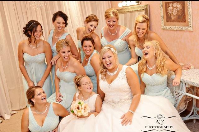 Bride with bridesmaids