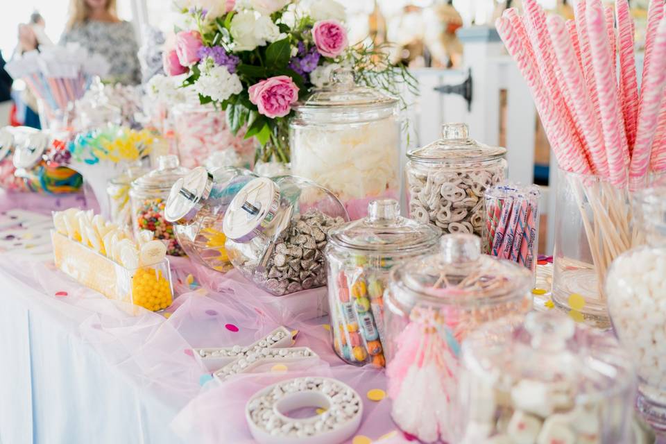 Whimsical candy buffet