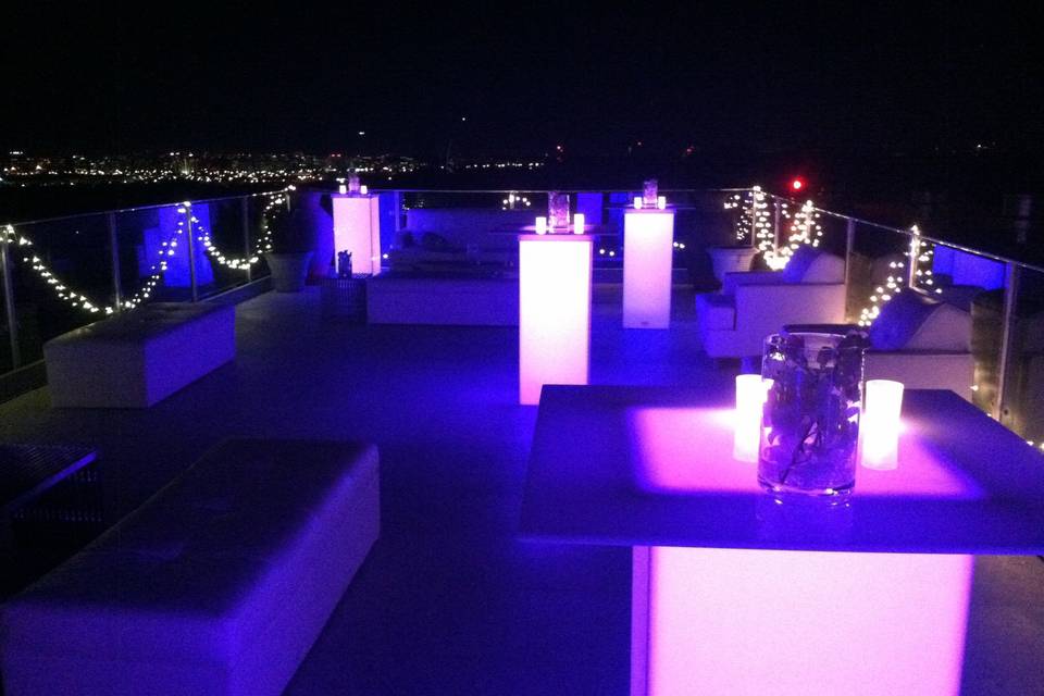 LED high top tables on deck