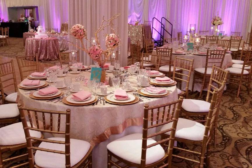 Table setup with centerpiece