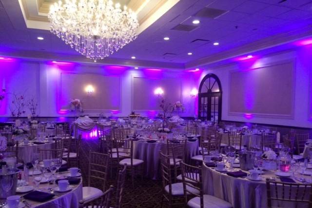 Reception venue with uplighting