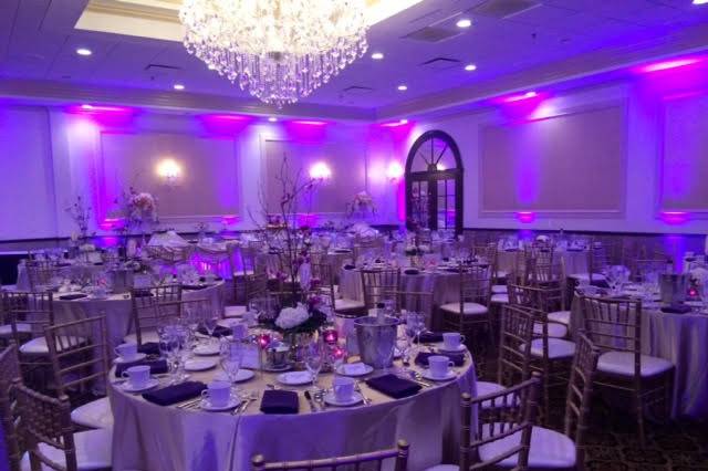 Reception venue with uplighting