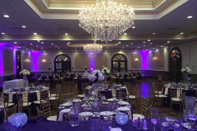 Reception venue with uplighting