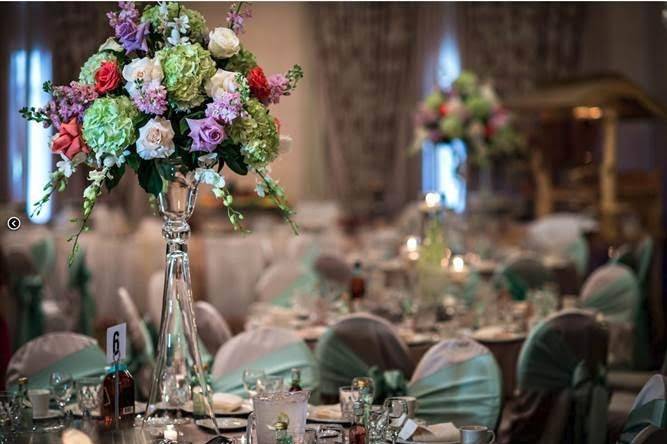 Table setup with centerpiece