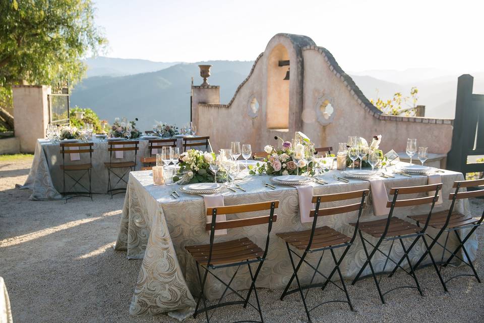 Bistro chairs and luxury linen