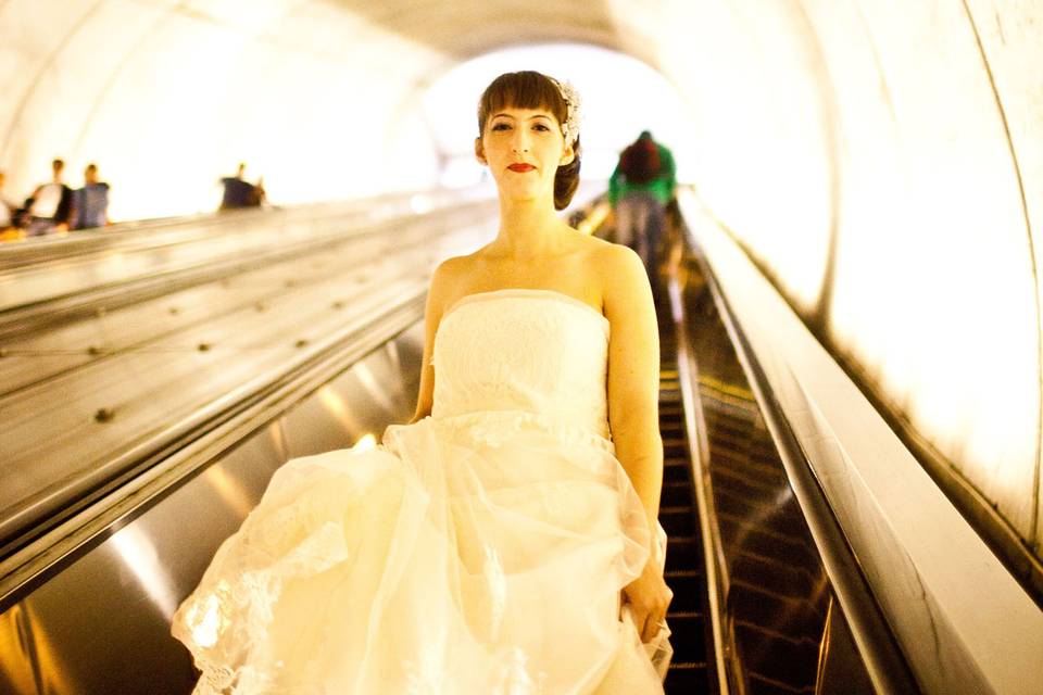 Bride in metro