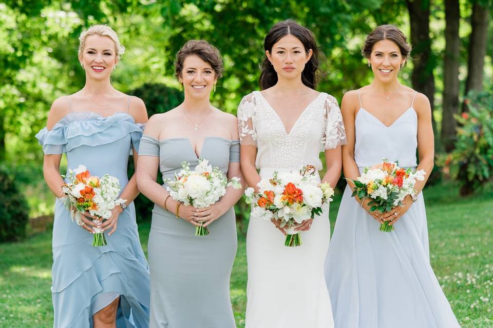 Dusty blue bridesmaid dresses