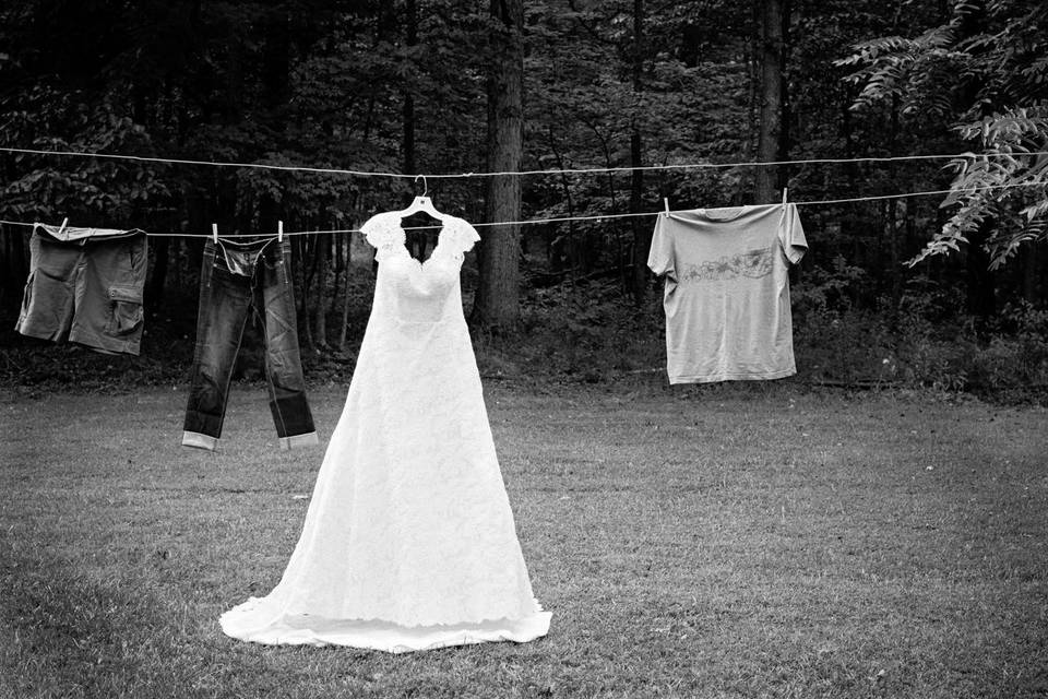 Dress on clothesline