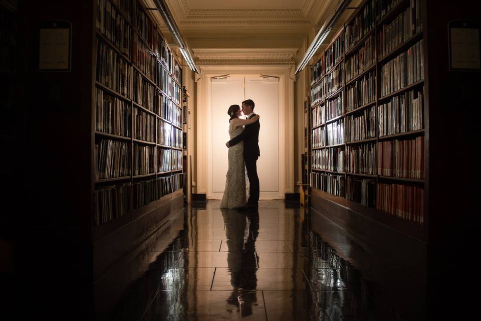 Library couple portrait