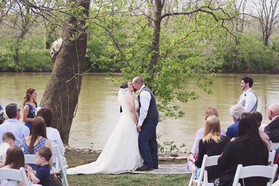 Hugging the officiant