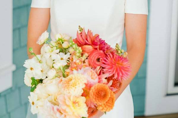 Blue and orange reception tent