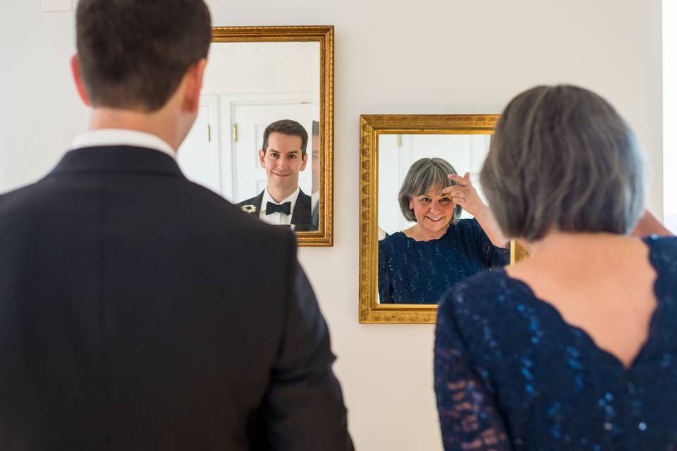 Groom and mom get ready