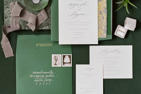 Green and gray stationery