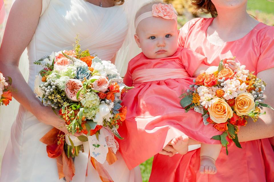 Coral bridesmaids