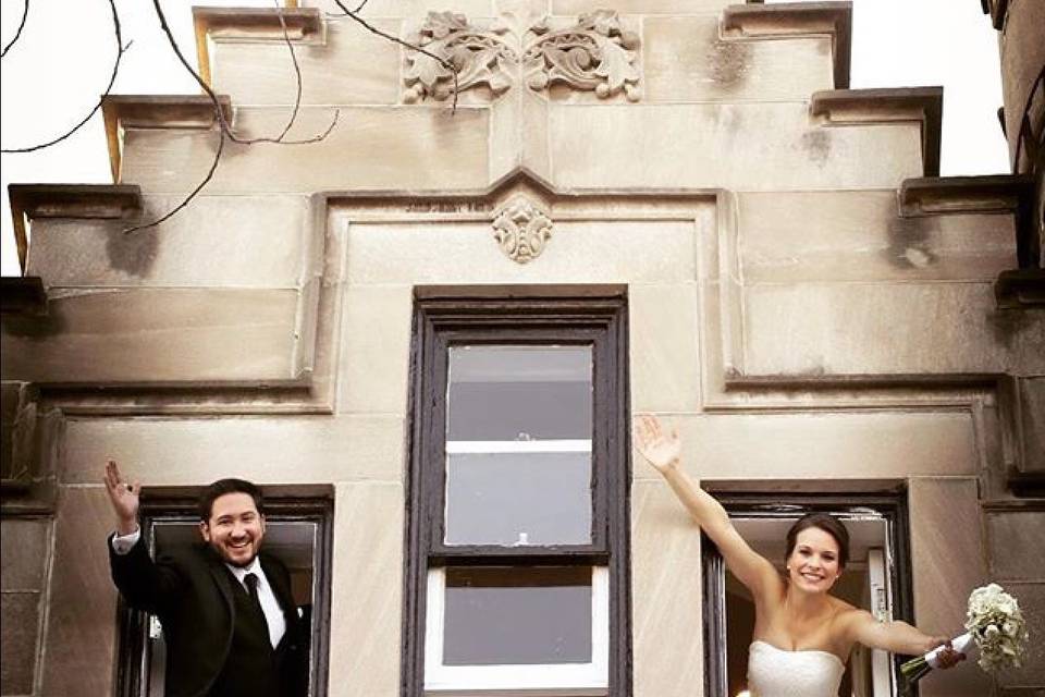 Peeking out the Bridal Suite