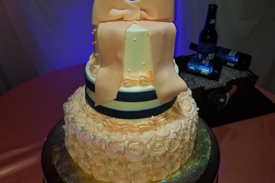 Navy and Peach Wedding Cake