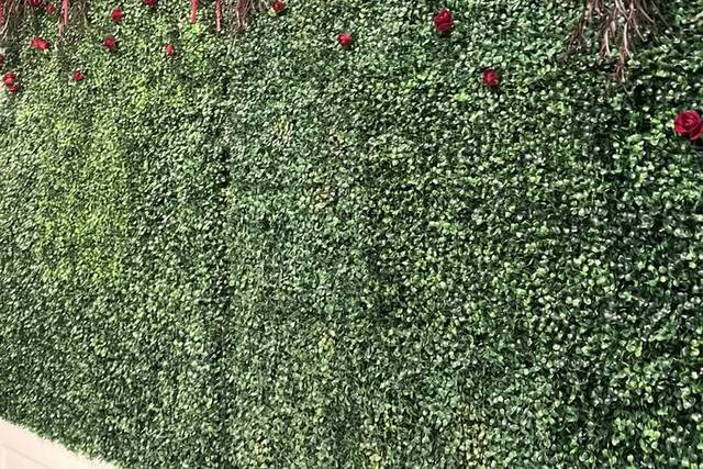 Draping amaranthus and roses