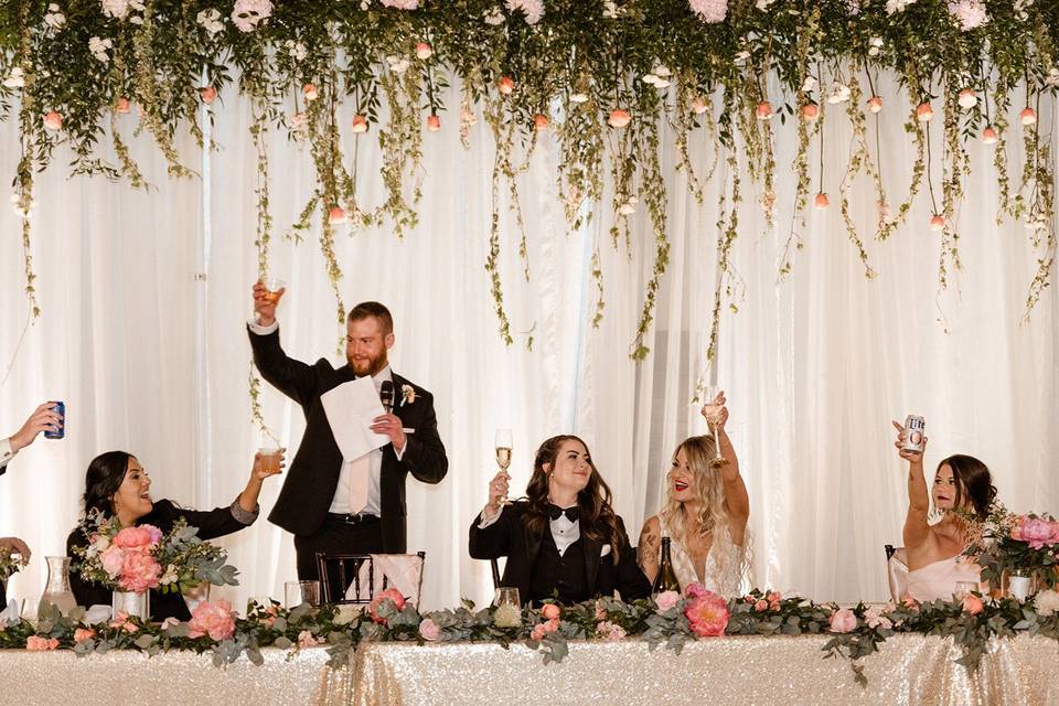 Hanging floral backdrop