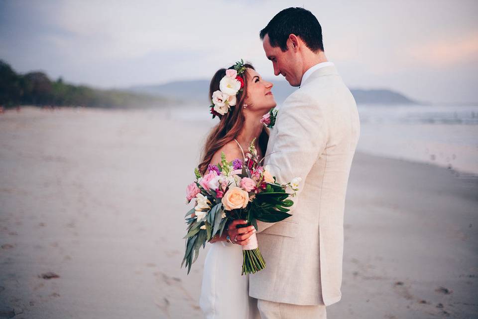 The bride and the groom after getting married