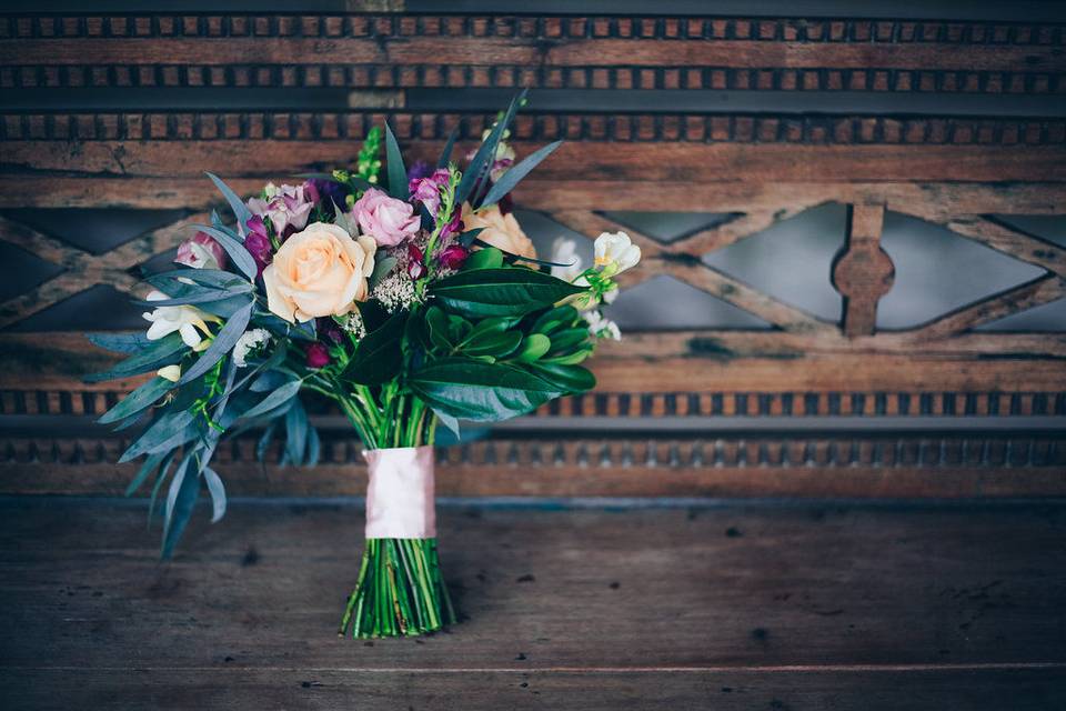 Huge bride's bouquet with greenery and flowers