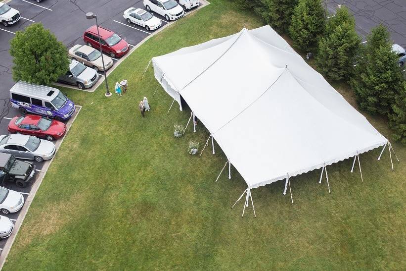 ceremony tent on The Lawn, outside of Shoreline Inn