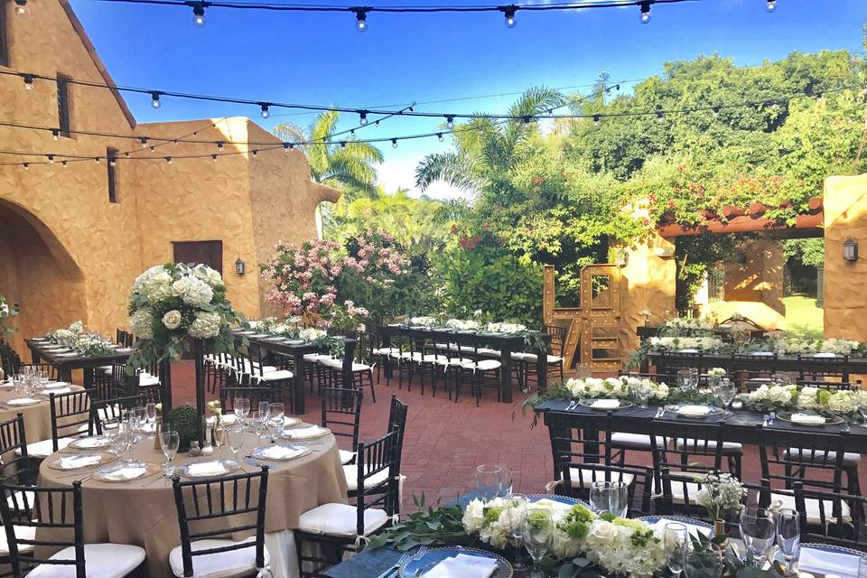 Table setup with centerpiece