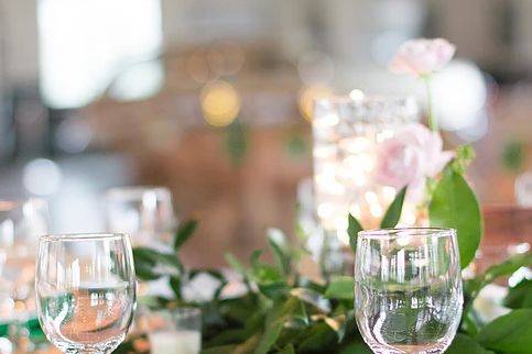 Table setup with centerpiece