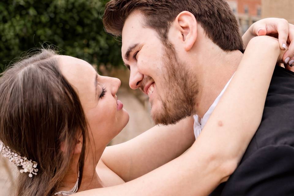 Close together outside