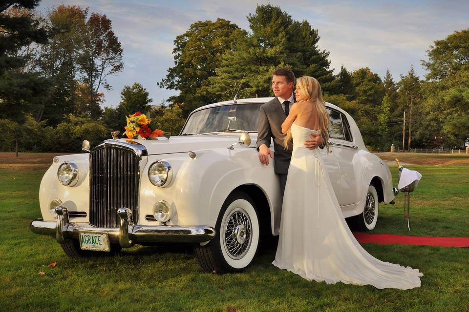 Couple outside the limo