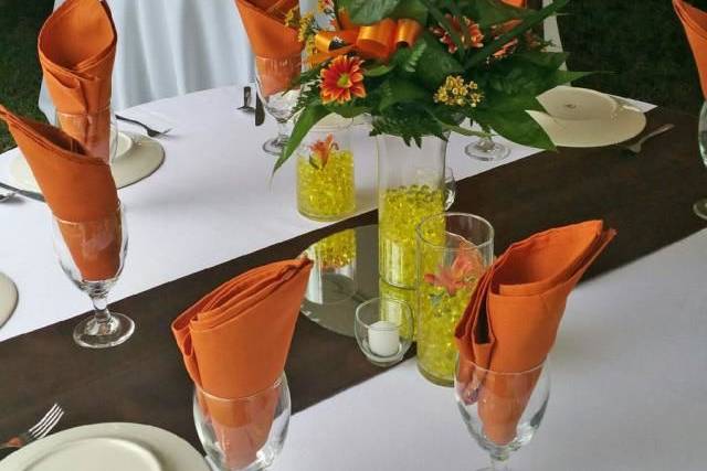 Table setup with centerpiece