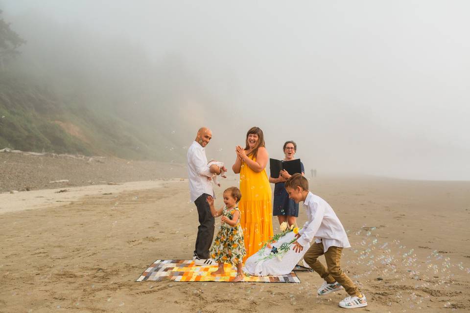 Family wedding on the beach