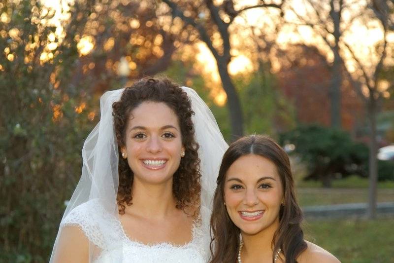 Bride and bridesmaid