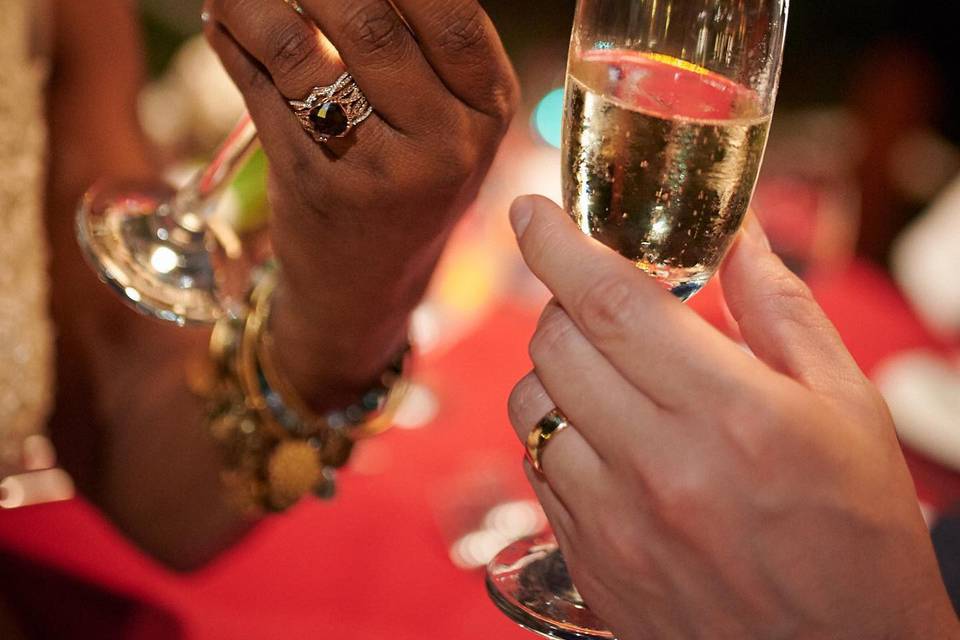 Champagne toast close-up