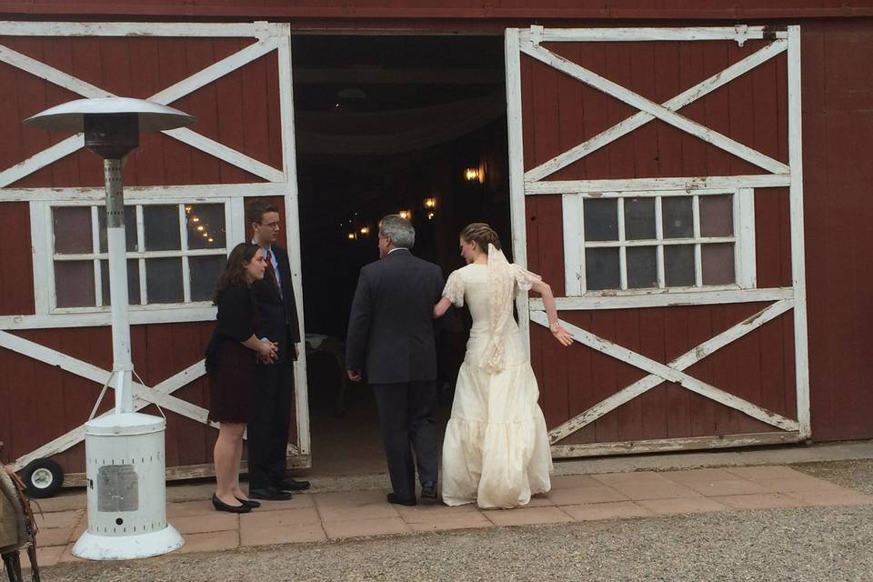 The bride about to walk down the aisle