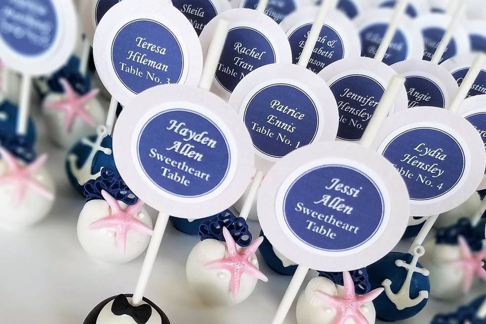 Nautical cake pop escort cards